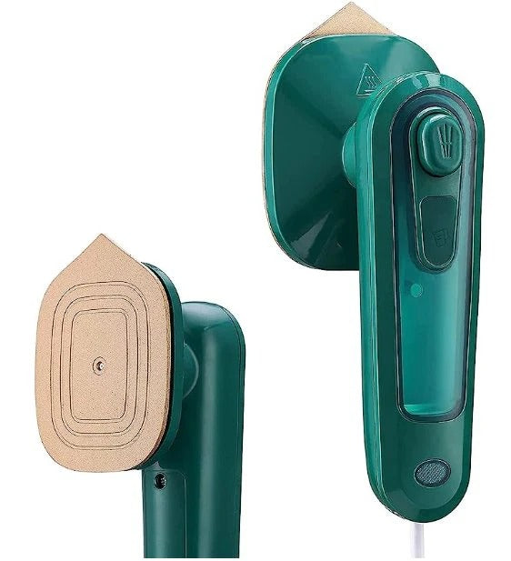 Portable Handheld Garment Steamer & Iron – Micro Steam Iron for Clothes – Compact 2-in-1 Travel Iron with Rotatable Handle & Water Tank (Deep Green)
