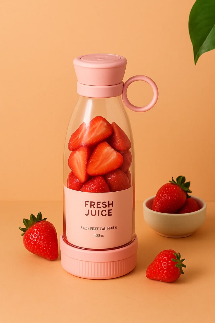 Portable Electric Juicer Blender – 350ml Rechargeable Smoothie Maker & Fresh Juice Mixer (Pink) - Fast USB Charging for Gym, Travel & Office