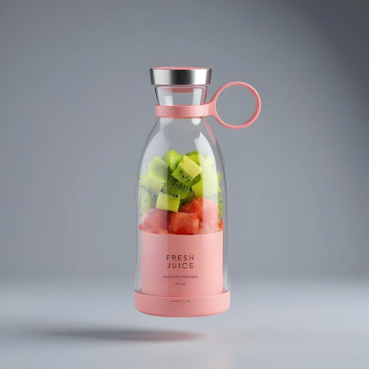 Portable Electric Juicer Blender – 350ml Rechargeable Smoothie Maker & Fresh Juice Mixer (Pink) - Fast USB Charging for Gym, Travel & Office