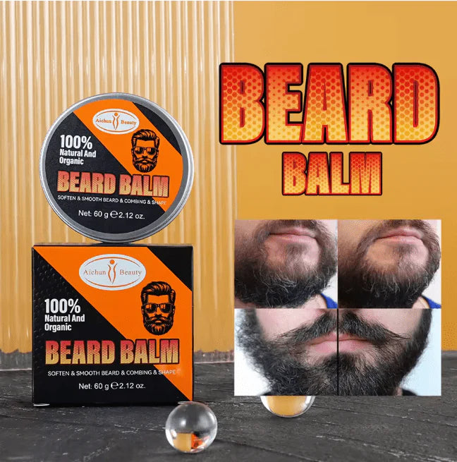 Aichun Beauty 100% Natural & Organic Beard Balm – Softening, Smoothing & Styling Wax (60g)