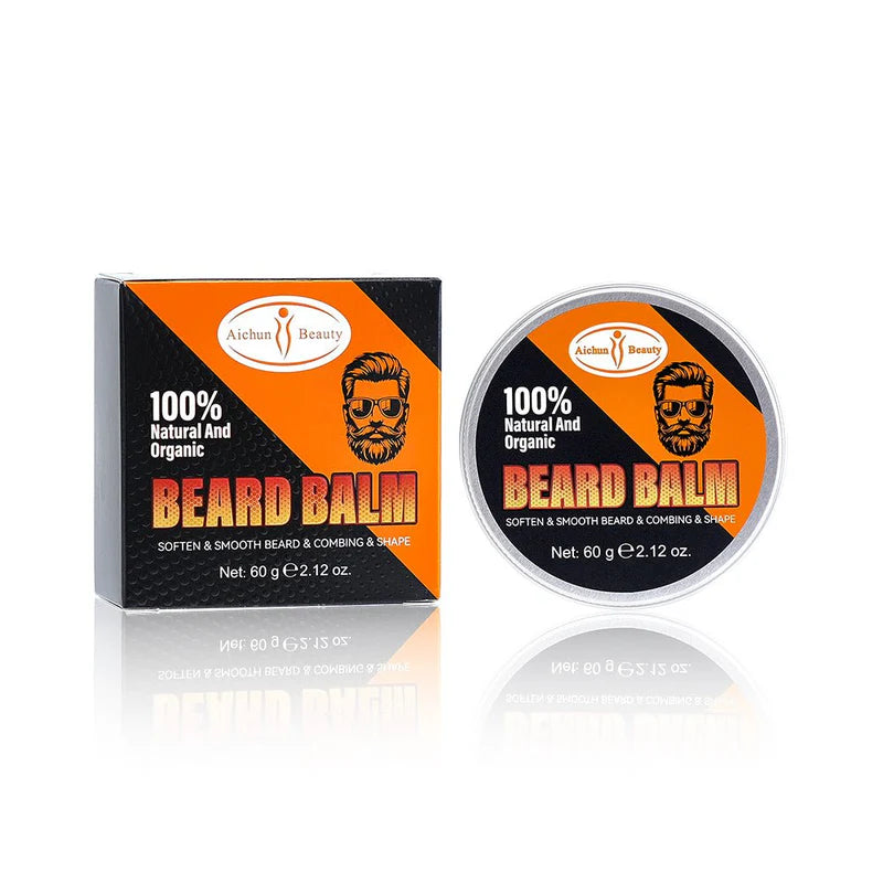 Aichun Beauty 100% Natural & Organic Beard Balm – Softening, Smoothing & Styling Wax (60g)