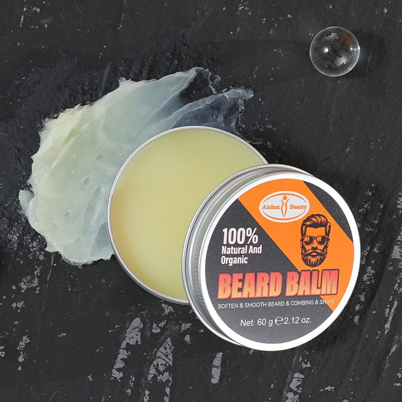 Aichun Beauty 100% Natural & Organic Beard Balm – Softening, Smoothing & Styling Wax (60g)