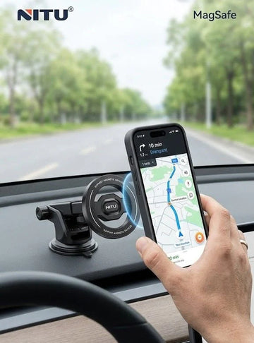 NITU MagSafe Magnetic 360° Rotate Phone Stand – Telescopic Adjustable Car & Desk Mount